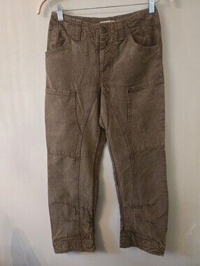 NWT Free People We The Free Brown Utility Cargo Wide Leg Pants (Size 2) Grunge